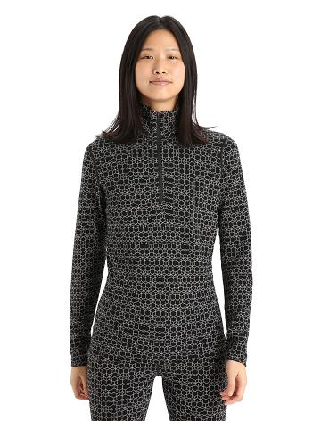 Dámské Jeden kus a sady Icebreaker Merino 250 Vertex Long Sleeve Half Zip Alpine Geo Černé Bílé | CZ 1153UZGT